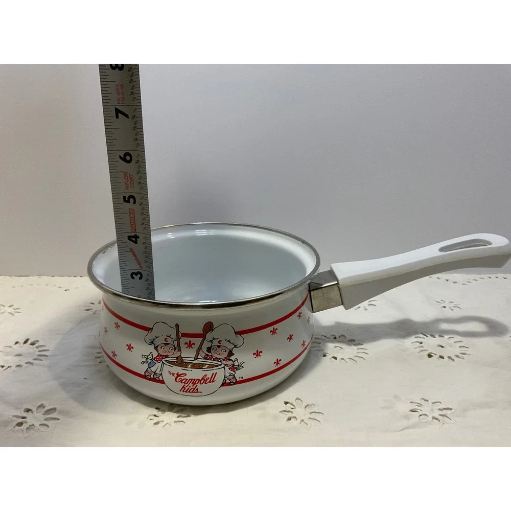 Campbells Soup Enamelware Set Stockpot Saucepan Mugs Ladle Vintage Style 5pc